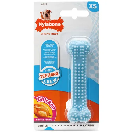 Nylabone Puppy Chew Dental Bone НІЛАБОН ДЕНТАЛ БОУН жувальна іграшка кістка для цуценят, смак курки XS, для цуценят до 7 кг