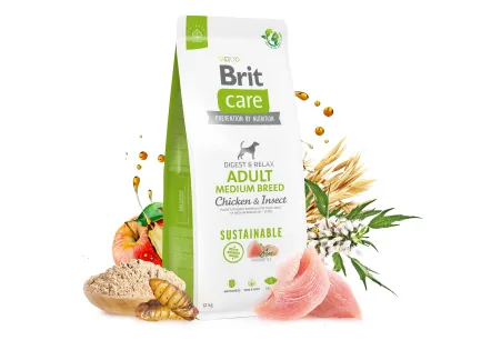 Сухий корм Brit Care Dog Sustainable Adult Medium Breed для собак середніх порід, з куркою та комахами, 1 кг — Фото 3