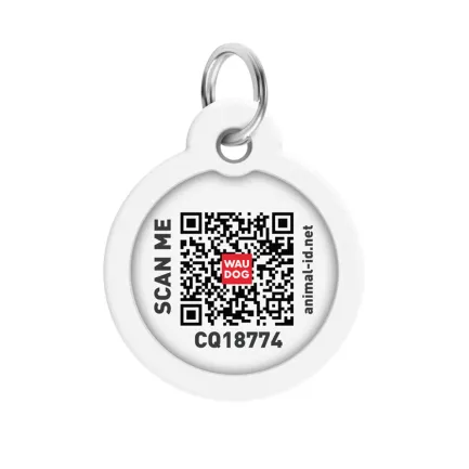 Адресник для собак і котів металевий WAUDOG Smart ID з QR паспортом, малюнок "Водяні лілії", коло, Д 30 мм — Фото 2