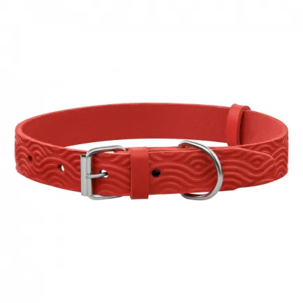 Нашийник для Собак Шкіряний BronzeDog Classic з тисненням Червоний 2XS — Фото 1
