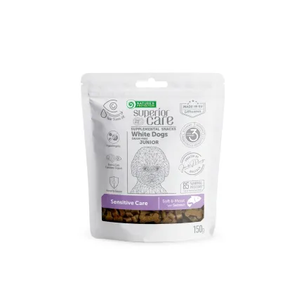 Беззернові ласощі з лососем для юніорів усіх порід Nature's Protection Superior Care White Dogs Sensitive Care, 150г