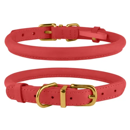 Нашийник для собак круглий шкіряний BronzeDog Crazy Рожевий XS