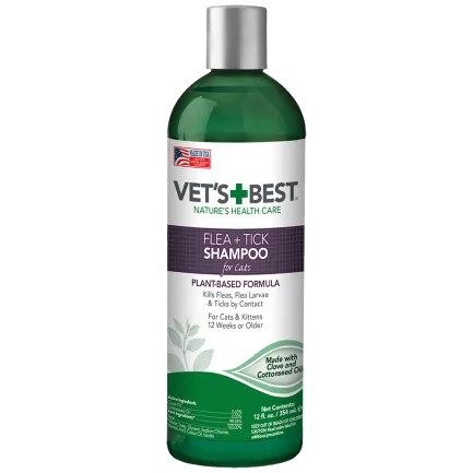 VET`S BEST Flea&amp;Tick Shampoo for Cats Шампунь від бліх та кліщів 355 мл