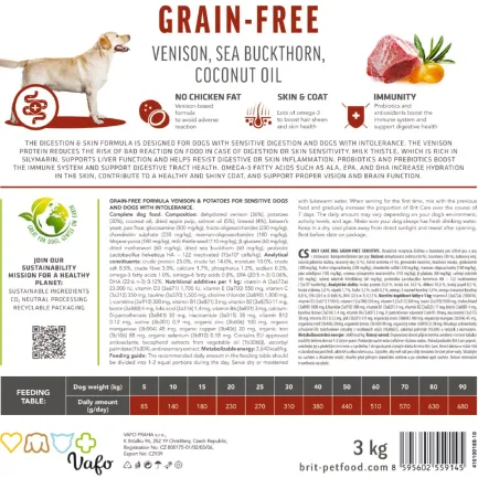 Сухий корм Brit Care Dog Grain-free Sensitive для собак з чутливим травленням, беззерновий з олениною, 1 кг — Фото 5