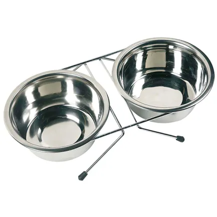 Flamingo Dinner Set ФЛАМІНГО ДІНЕР СЕТ 2 миски на підставці для собак, нержавіюча сталь d = 9-13 см