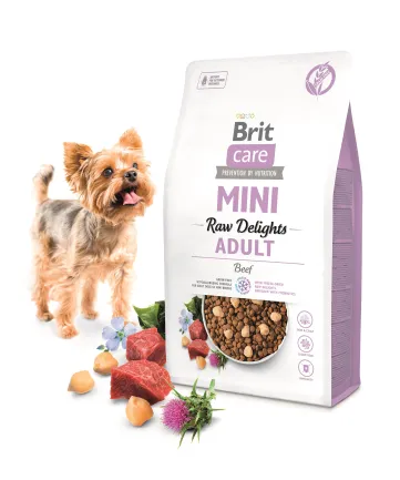 Корм сухий для собак малих порід Brit Care Mini Raw Delights Beef яловичина 2 кг — Фото 1