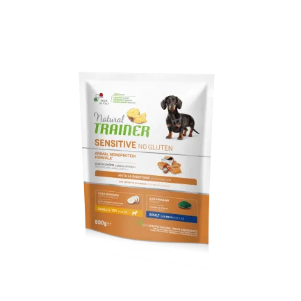 Natural Trainer Dog Sensitive Adult Mini сухий корм для дорослих собак дрібних порід без глютену з лососем 0,8 кг