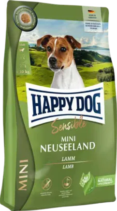 Сухий корм Happy Dog Mini Neuseeland для собак дрібних вагою до 10 кг порід з чутливим травленням з ягням та рисом, 10 кг