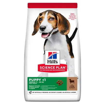 Hill’s Science Plan Puppy Medium Breed Сухий корм для цуценят середніх порід, з ягням і рисом, 2,5 кг