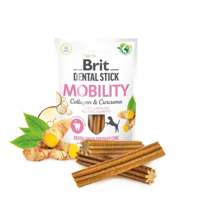 Ласощі для собак Brit Dental Stick Mobility для мобільності суглобів, колаген та куркума, 7 шт, 251 г — Фото 1
