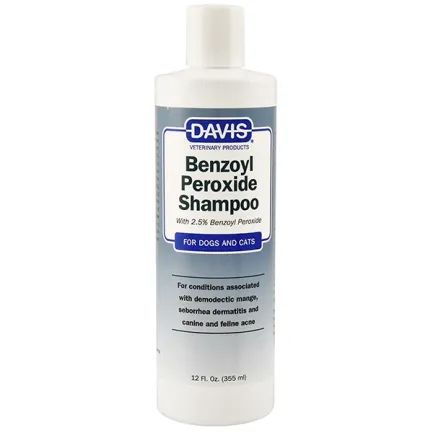 Davis Benzoyl Peroxide Shampoo ДЕВІС 2,5% БЕНЗОЇЛ ПЕРОКСИД шампунь для собак і котів з демодекозом і дерматитами 0,355 л