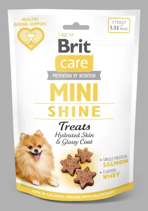 Ласощі Brit Care Mini Treats Shine для собак малих порід, для блиску шерсті, з лососем, 50 г — Фото 1