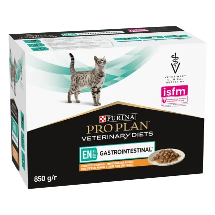 Вологий дієтичний корм PRO PLAN VETERINARY DIETS EN Gastrointestinal для кошенят та дорослих котів для зменшення розладів кишкової абсорбції та годівлі у період відновлення, одужання з куркою 10х85 г — Фото 1