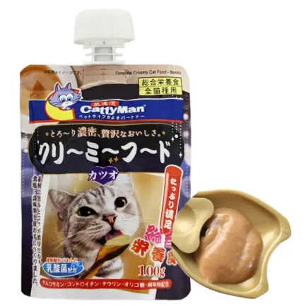 CattyMan Complete Creamy Food Bonito КЕТТІМЕН КРЕМ-ПЮРЕ З МАКРЕЛЛЮ рідкий корм для котів 0,1 кг