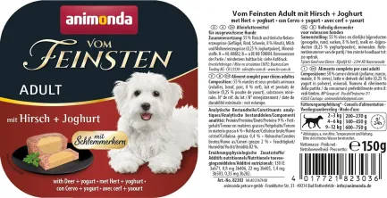 Корм вологий для собак Animonda Vom Feinsten gourme Adult with Deer + yogurt з олениною у йогурті, 150 г — Фото 1
