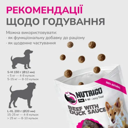 LK Baits Pet Nutrigo Treat Veal Функціональні ласощі для собак з яловичиною та качиним соусом (Ø 12 мм), 150 г — Фото 5