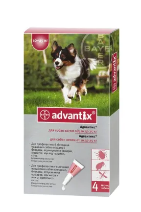 Краплі від бліх і кліщів Bayer Advantix для собак вагою 10-25 кг