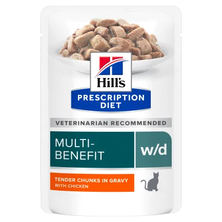 Hill’s Prescription Diet w/d Вологий корм для котів при цукровому діабеті та для контролю ваги, з куркою, 85 г