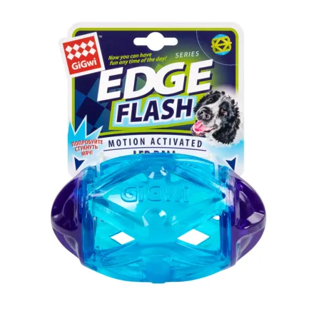 Іграшка для собак Регбі м'яч, що світиться GiGwi Edge flash, гума, 15 см — Фото 1
