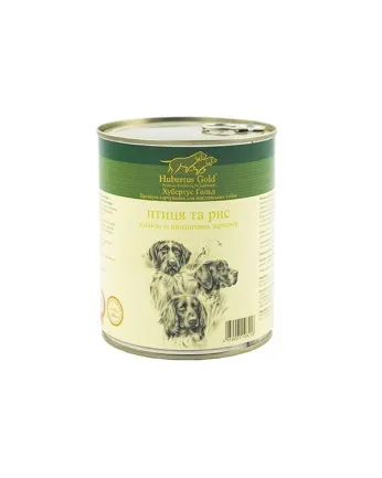 Hubertus Gold. Консерви для собак. Птиця з рисом 800 г