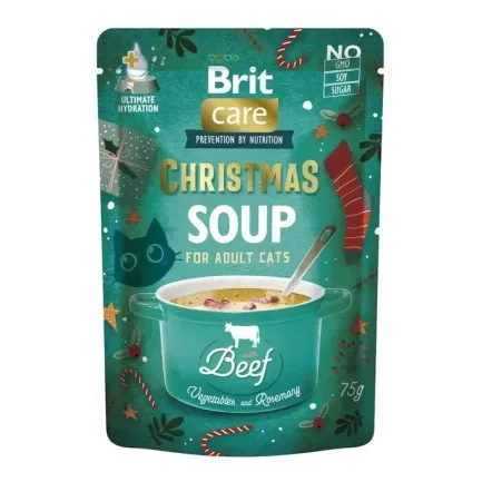 Вологий корм Brit Care Christmas Beef Soup для котів, різдвяний суп з яловичиною, 75 г