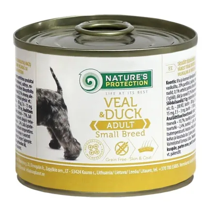 Вологий корм для дорослих собак малих порід з телятиною та качкою Nature's Protection Adult small breed Veal &amp; Duck 200г