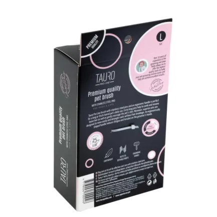Tauro Pro Line Royal Щітка пластикова тонкі та м'які зубчики з нержавіючої сталі 25 мм, рожева, велика 17,5 x 10,6 x 6,2 см — Фото 3
