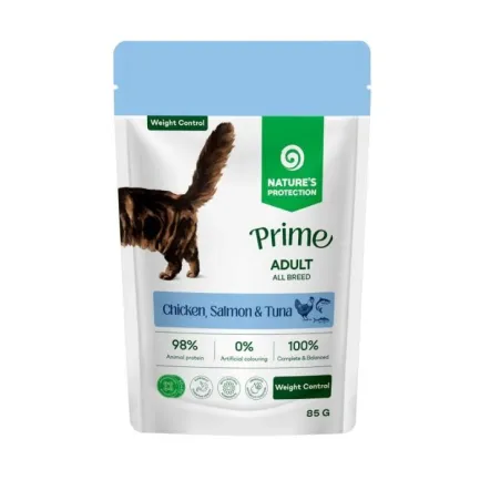 Nature's Protection Prime Adult Cats Weight Control Chicken, Salmon and Tuna Вологий корм для котів для контролю ваги з куркою, лососем і тунцем, 85 г