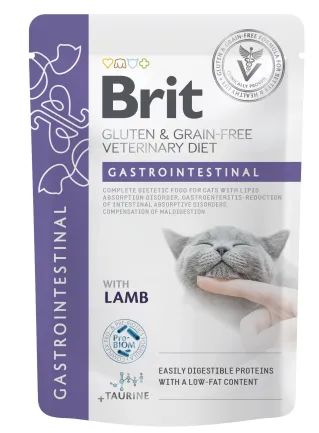 Корм вологий для котів Brit GF VetDiet Gastrointestinal з ягням, 12 x 85 г — Фото 1