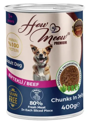 Вологий повнораціонний корм HowMeow Adult Dog з яловичиною для собак, 400 г