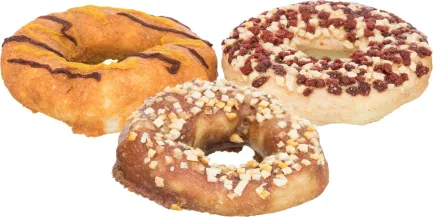 Ласощі Trixie Donuts для собак, набір з різних смаків, натуральна шкіра 10 см, 3 шт*100 г — Фото 1