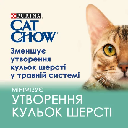 Вологий корм CAT CHOW Hairball для дорослих котів для зменшення утворення кульок шерсті у травному тракті з куркою та зеленою квасолею 85 г — Фото 3