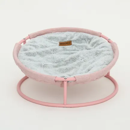 Складаний лежак для домашніх тварин MISOKO Pet bed round plush, 45x45x22 cm, pink