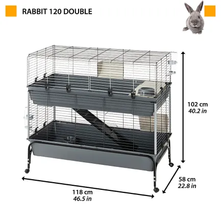 Ferplast CAGE RABBIT 120 W/STAND Клітка для кролів 2 поверхи, пластик — Фото 1
