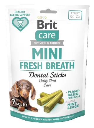 Ласощі Brit Care Mini Treats Fresh Breath для собак малих порід, для свіжого подиху й здоров’я зубів, 7 шт / 120 г