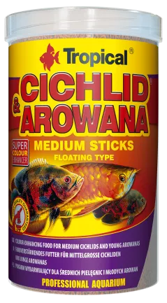 Сухий корм Tropical Cichlid &amp; Arowana Medium Sticks для м'ясоїдних цихлід, 360 г (палички)