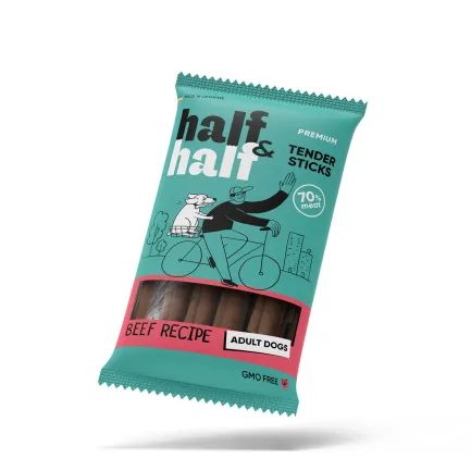 Ласощі для собак Half&amp;Half у формі м'ясних паличок з яловичиною, 100 г