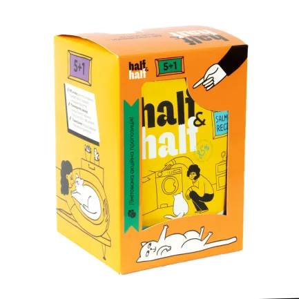 Набір вологих кормів Half&amp;Half "5+1" для дорослих котів, шматочки з лососем у желе, паучі, 6 шт*100 г — Фото 3