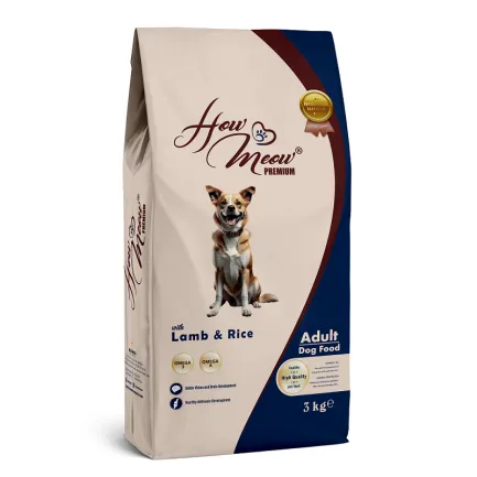 Повнораціонний корм для дорослих собак How Meow Dog Adult з ягням та рисом 3кг