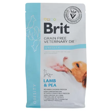 Сухий корм Brit GF VetDiet Dog Obesity для собак, корекція ваги, з ягням, індичкою та горохом, 2 кг — Фото 2