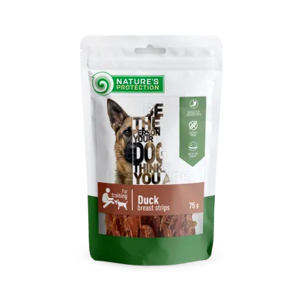 Ласощі для собак, смужки з качиної грудки, Nature's Protection Snacks For Dogs, Duck Breast Strips 75г