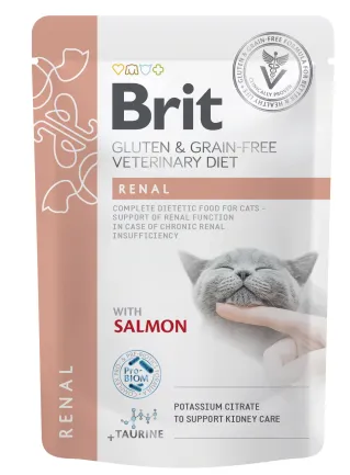 Корм вологий Brit GF VD Renal для котів з лососем 85 г