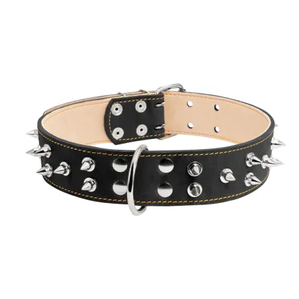 Нашийник "CoLLaR" подвійний з шипами (ширина 45мм, довжина 56-68см) чорний — Фото 1