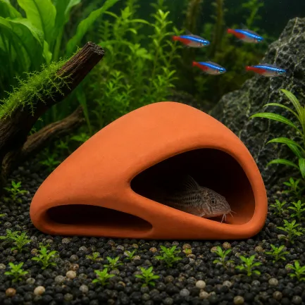 Декорація Hobby Wave Cave 1 red 12x12x5,5 см - керамічне укриття для риб і креветок в акваріумі (41657) — Фото 2