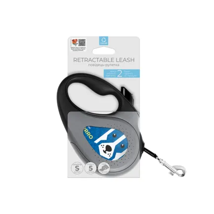 Повідець-рулетка для собак WAUDOG R-leash, малюнок "Патрон", S, до 15 кг, 5 м, світловідбиваюча стрічка — Фото 1