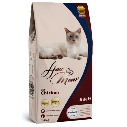 Повнораціонний корм для дорослих котів How Meow Adult Cat з куркою 15кг