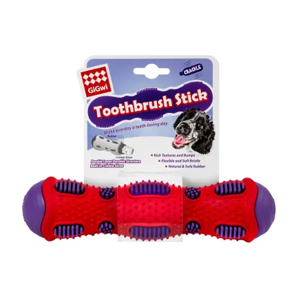 Іграшка для собак GiGwi Toothbrush Stick з ефектом тріску, термопластична гума, 21 см — Фото 1