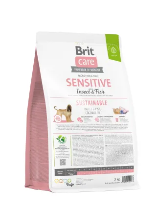 Сухий корм Brit Care Dog Sustainable Sensitive для собак з чутливим травленням, з рибою та комахами, 3 кг — Фото 2