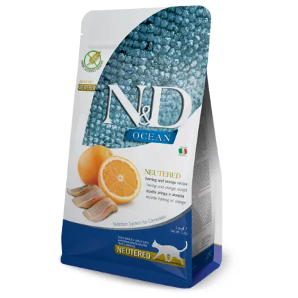 Беззерновий сухий корм Farmina N&amp;D Ocean Herring &amp; Orange Neutered для стерилізованих кішок і кастрованих котів з оселедцем та апельсином 1,5 кг