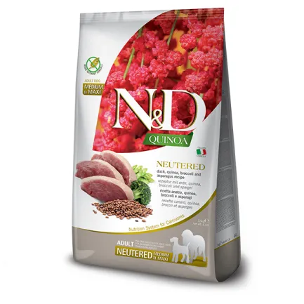 Сухий корм Farmina N&amp;D Quinoa Duck,Brocooli&amp;Asparagus Neutered для дорослих стерил.собак середніх та великих порід,качка,кіноа,броколі і спаржа,12 кг